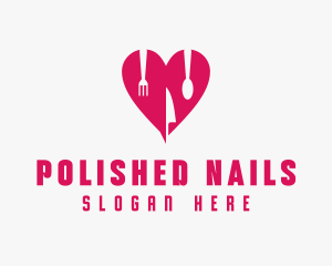 Pink Heart Utensil Restaurant logo design