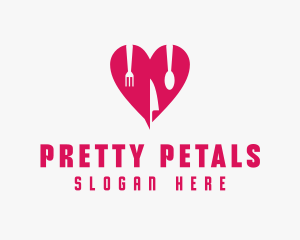 Pink Heart Utensil Restaurant logo design