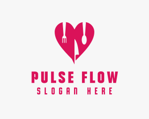 Pink Heart Utensil Restaurant logo design