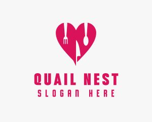 Pink Heart Utensil Restaurant logo design