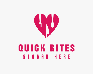 Pink Heart Utensil Restaurant logo design