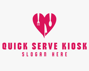 Pink Heart Utensil Restaurant logo design