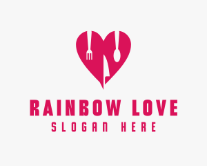 Pink Heart Utensil Restaurant logo design