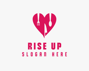 Pink Heart Utensil Restaurant logo design