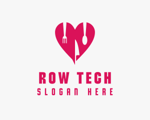 Pink Heart Utensil Restaurant logo design