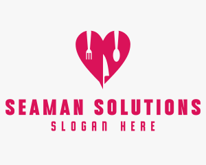 Pink Heart Utensil Restaurant logo design