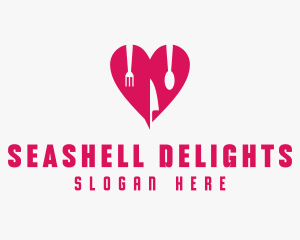 Pink Heart Utensil Restaurant logo design