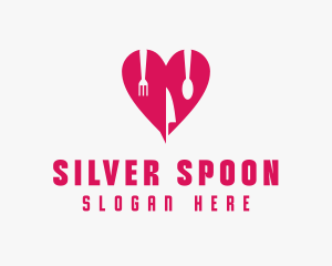 Pink Heart Utensil Restaurant logo design