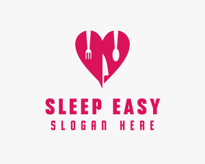 Pink Heart Utensil Restaurant logo design