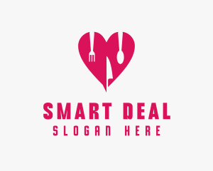 Pink Heart Utensil Restaurant logo design