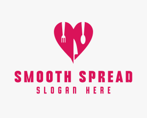 Pink Heart Utensil Restaurant logo design