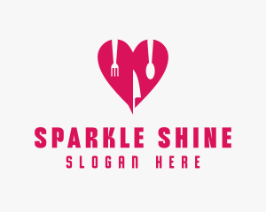 Pink Heart Utensil Restaurant logo design