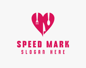 Pink Heart Utensil Restaurant logo design