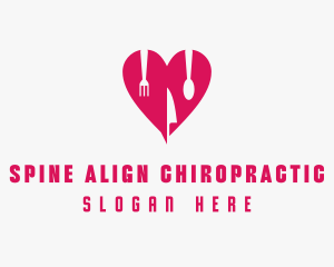 Pink Heart Utensil Restaurant logo design