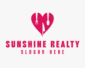 Pink Heart Utensil Restaurant logo design