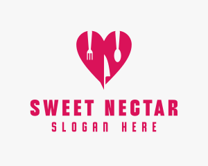 Pink Heart Utensil Restaurant logo design