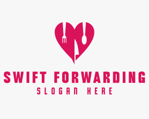 Pink Heart Utensil Restaurant logo design