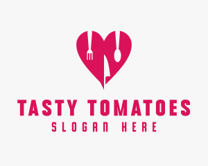 Pink Heart Utensil Restaurant logo design