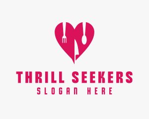 Pink Heart Utensil Restaurant logo design