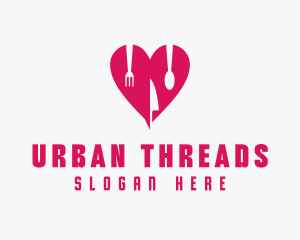 Pink Heart Utensil Restaurant logo design