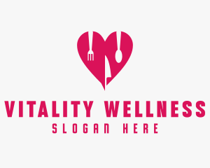 Pink Heart Utensil Restaurant logo design