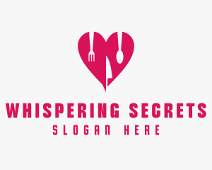 Pink Heart Utensil Restaurant logo design