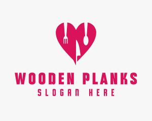 Pink Heart Utensil Restaurant logo design