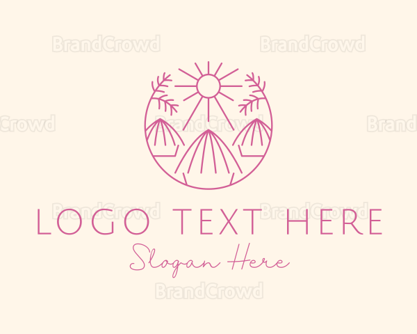 Tropical Palm Tree Hut Logo