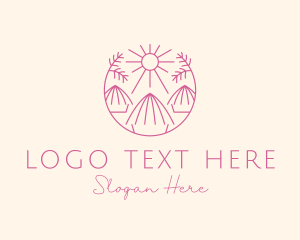 Sun - Tropical Palm Tree Hut logo design