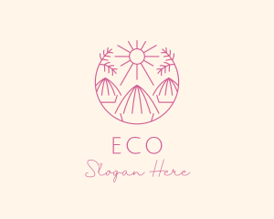 Tropical Palm Tree Hut Logo