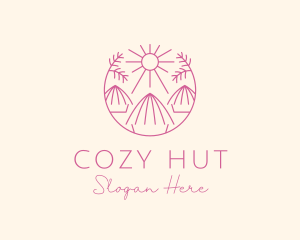 Hut - Tropical Palm Tree Hut logo design