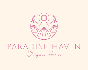 Tropical Palm Tree Hut logo design