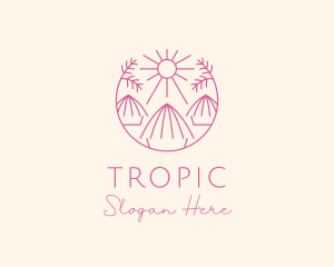 Tropical Palm Tree Hut logo design