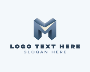 Letter M - 3D Architecture Builder Construction logo design