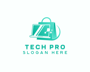 Pc - Tech Laptop Shopping logo design