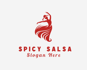 Salsa - Dancing Woman Dress logo design