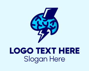 Studying - Genius Lightning Brain logo design