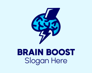 Quiz - Genius Lightning Brain logo design