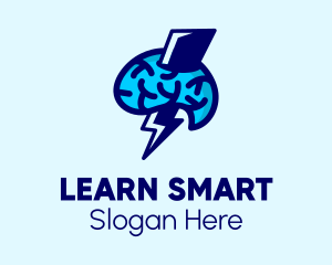 Studying - Genius Lightning Brain logo design