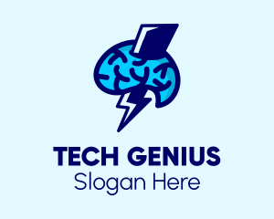 Genius Lightning Brain  logo design