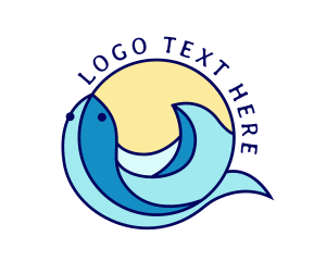 Swimming - Fish Tail Beach Wave logo design