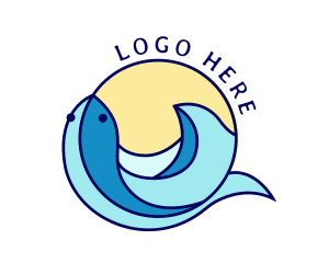 Beach - Fish Tail Beach Wave logo design