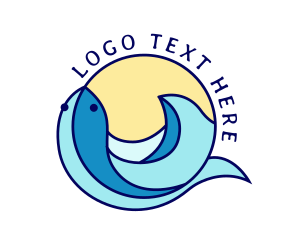 Surfing - Fish Tail Beach Wave logo design