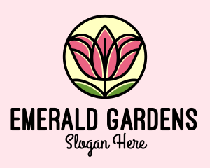 Monoline Flower Garden logo design