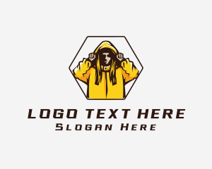 Mysterious - Person Outdoors Raincoat Hood logo design