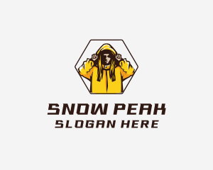 Skiing - Outdoor Raincoat Hood logo design