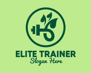 Green Dumbbell Leaves logo design