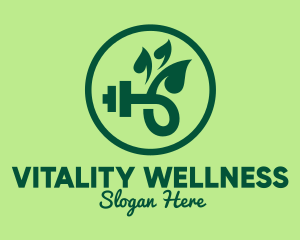 Healthy Lifestyle - Green Dumbbell Leaves logo design