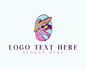 Cartoon - Flamingo Bird Fashion logo design