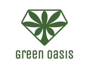 Green Cannabis Diamond logo design